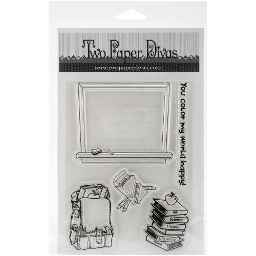 &#034;Two Paper Divas Clear Stamps 8.5&#034;&#034;X4.5&#034;&#034;-School Days&#034;