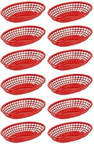 Red Restaurant Quality Food Baskets 9 1/4&#034; x 5 3/4&#034; Perfect For Outdoor Picnics