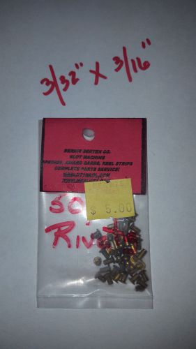50 pack of Semi Tubular BRASS RIVETS  3/32&#034; x 3/16&#034; antique slot machine