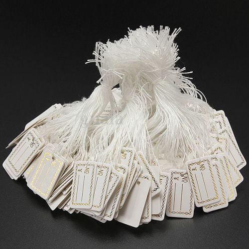 100pcs 26X15mm Price Tags White String Jewelry Craft Pricing Label Strung Swing