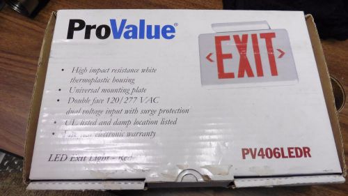 NEW ProValue Red LED Double Face Exit Sign W/ Battery Backup 120/277V PV406LEDR