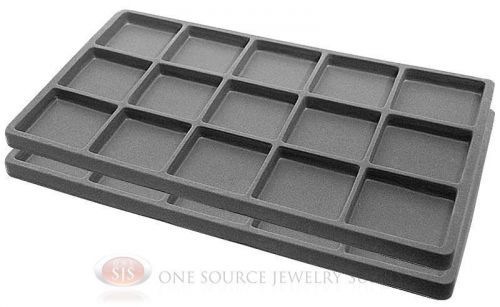 2 Gray Insert Tray Liners W/ 15 Compartments Drawer Organizer Jewelry Displays