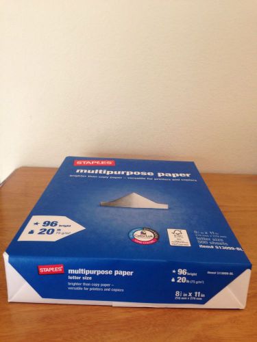 1 Ream of Staples Multipurpose Paper - 500 Sheets 8.5x11 NEW