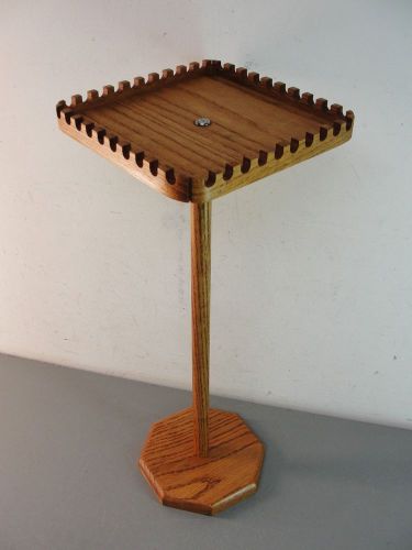 SOLID OAK WOOD SPINNING JEWELRY DISPLAY STAND REVOLVING NECKLACE HOLDER 19&#034; BOX