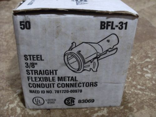 3/8&#034; Steel Straight Flexible Metal Conduit Connectors BFL-31 (Lot of 48 Qty)