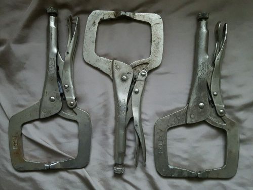 Lot of (3) original vice grip 11r locking finger c clamps ~ awesome for sale