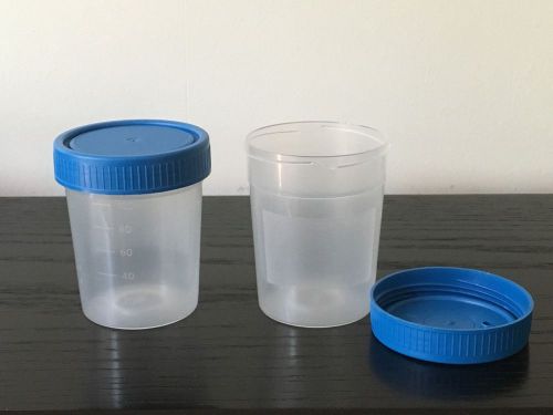 Sample Specimen Cups, Blue Cap, 100ml - FREE SHIPPING - Set of 10