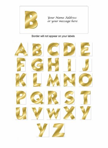 30 Personalized Return Address Labels Gold Alphabet Buy 3 get 1 free (go1)