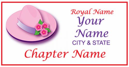 Personalized name badge / tag FOR THE PINK HAT LADY OF SOCIETY MAGNETIC