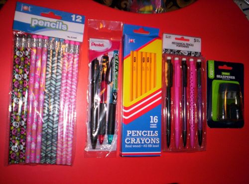PENCILS~ ASSORTED DESIGNS/STYLES~PENCILS-BRAND NEW ~LOT &amp;  2 IN 1 SHARPENER~