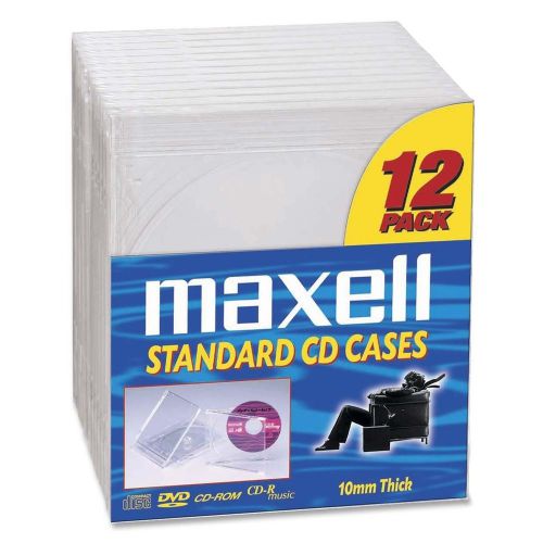 Maxell cd/dvd jewel cases cd-360 - jewel case - book fold - plastic - clear - 12 for sale
