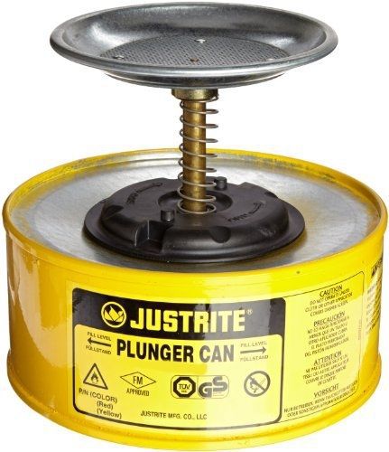 Justrite 10118 steel plunger can, 1l capacity, yellow for sale