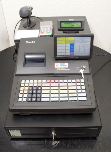 Sam4s sps-530rt pos cash register w/ honeywell ms3780 scanner - low time for sale