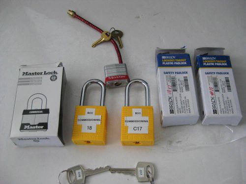 Master Lock 7C5RED (1), Brady Yellow Safety Padlocks 99570 (2), Lock Out