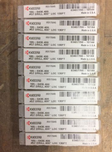 10 Kyocera #57 Solid Carbide Circuit Board Drill Bits 105.0430.400 130 PT NOS