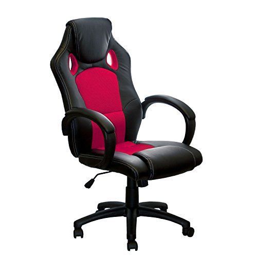 Aleko office ergonomic computer desk chair high back pu and mesh alc2324red for sale