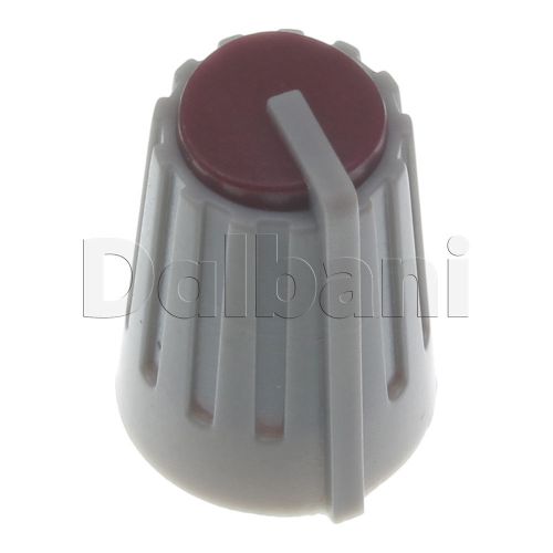 6pcs @$2 20-04-0022 New Push-On Mixer Knob Grey with Dark Red 6 mm Plastic