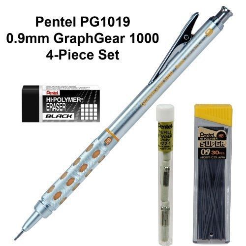 4-piece Set, Pentel Pg1019g, 0.9mm Graph Gear 1000 Automatic Pencil
