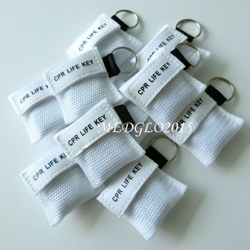100 pcs ELYSAID CPR MASK WITH KEYCHAIN CPR FACE SHIELD AED WHITE COLOR