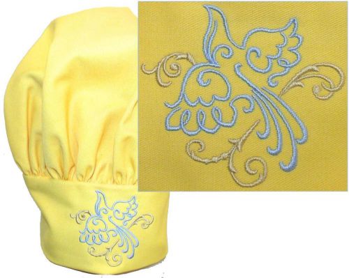 Dove &amp; Golden Swirls Yellow Chef Hat Child Size Velcro Adjustable Closure Custom