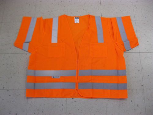 Radians class 3 level 2 short sleeve mesh safety vest w/pockets, orange, 3x new for sale