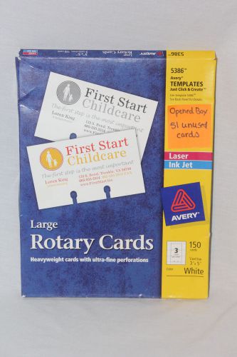 Avery 5386 Laser/Inkjet LARGE White Rotary Cards 3&#034; x 5&#034; 51 Cards Opened Box