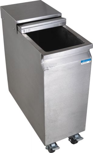 Stainless steel mobile ice bin with 3&#034; casters holds 90 lbs of ice with lid for sale