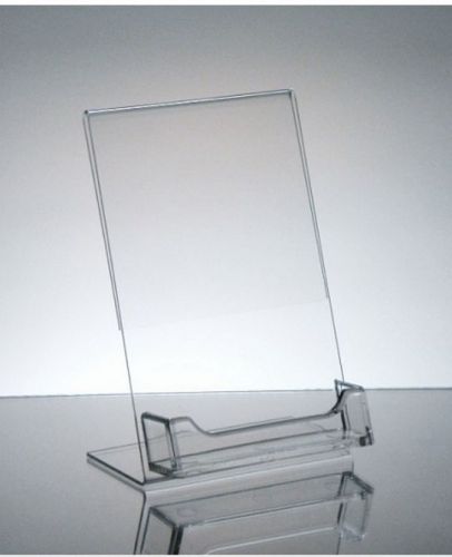 (25) Clear 4x6 counter display sign holder w  business card holder wholesale lot