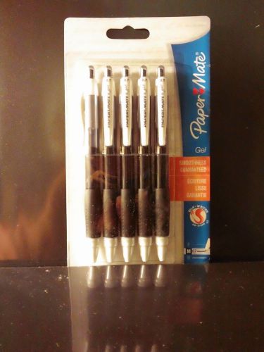 Paper Mate Gel pens 5 pack, guaranteed smoothness, M .7mm tip