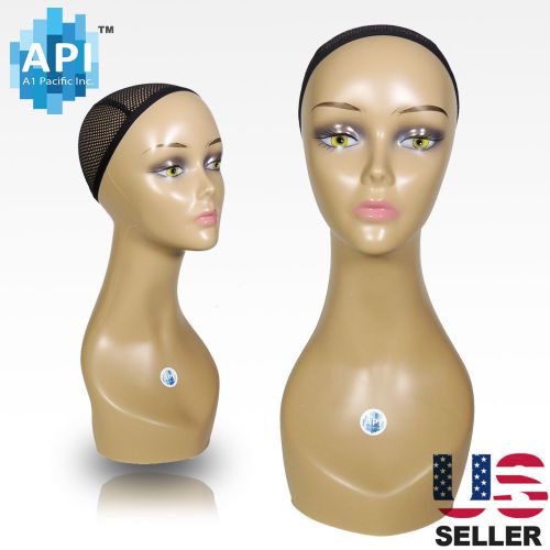Realistic Plastic Female MANNEQUIN head lifesize display wig hat 18&#034; C2
