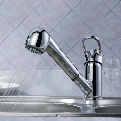 Kitchen sink chrome single handle mixer tap swivel pull out spray faucet spout y for sale