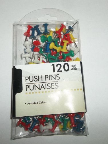 Plastic Head Push Pins Multi Color  Thumb Tacks Home Office Cork Board 120 ct.