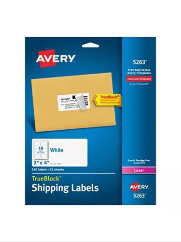 Avery® White Shipping Labels for Laser Printers with TrueBlock Technology 5263