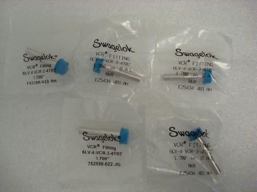 LOT OF 5 Swagelok P/N: 6LV-4-VCR-3-4TB7, New in Original Plastic Bag