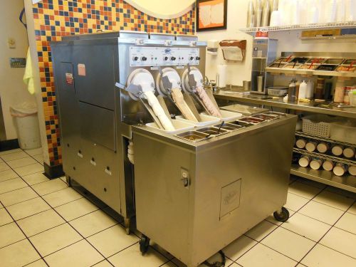 Ross 3-barrel frozen custard machine and a 4-hole ross dipping cabinet for sale