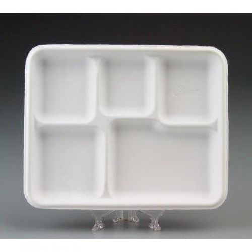Chinet VALLEY 8-1/2 Inch by 10-1/2 Inch Size 5 Compartment Heavyweight Molded