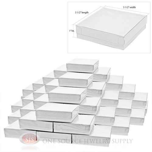 50 white view top 3 1/2&#034; x 3 1/2&#034; cotton filled gift boxes jewelry box for sale