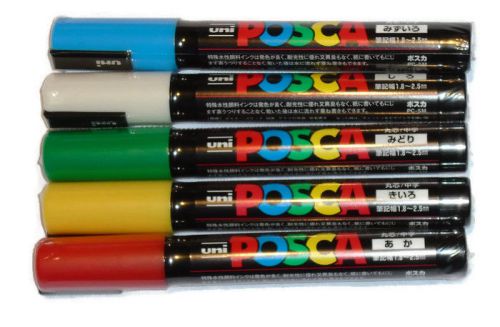 New 5 pcs set queen bee marking pen set blue red yellow white green posca pc5m