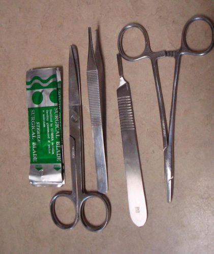 Basic Suture Set, Surgical Kit,Needle Holder,Forceps, Scissors &amp; Scalpel # 3