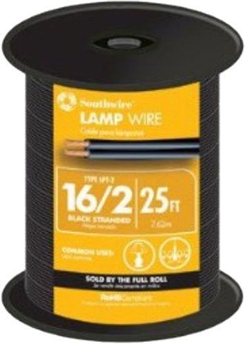 Southwire 55681821 25-Feet 16-Gauge 2 Conductor 16/2 Type SPT-2 Lamp