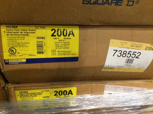 New Square D HU364 200  amp 600v Non Fused Safety Switch Disconnect