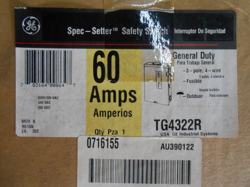 Ge tg4322r safety switch 60 amp 208y/120 volt disconnect for sale