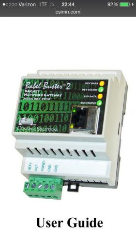 Controls Solutions Babel Buster 2 Model BB2-7030  Bacnet over IP to Bacnet Ms/Tp
