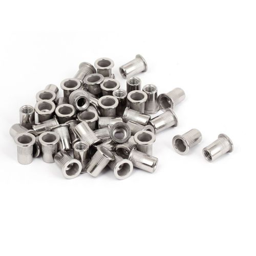 50 Pcs M8x18mm Stainless Steel Open End Serrated Large Flange Rivet Nut Nutserts