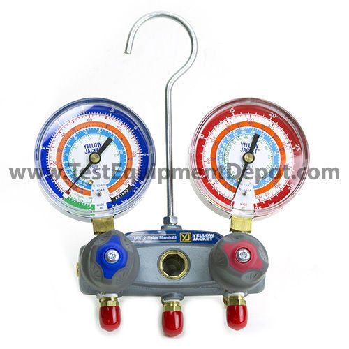 Yellow jacket 49833 manifold only, r/b gauges, bar/psi, r-22/134a/404a for sale