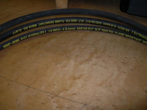 3/8&#034; SAE R17-06 Hydraulic Hose 6&#039; long with fittings FLAME RESISTANT  3000 psi.