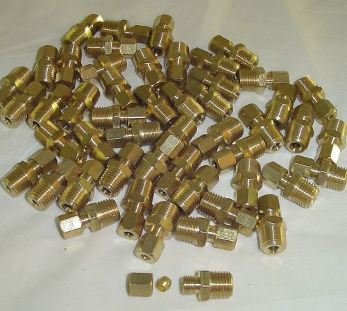NEW~QTY/Lot  (50) Reducing Union Brass Compression Pipe Fittings 3/8-1/8&#034;OD