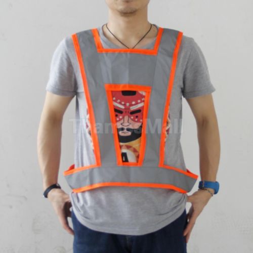 High Visibility Orange Safety Waistcoat Vest w/ Gray Reflective Strips Tapes