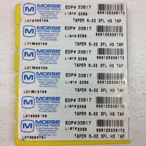 Morse Taper 6-32 3FL H3 Tap - NEW 6-Pack