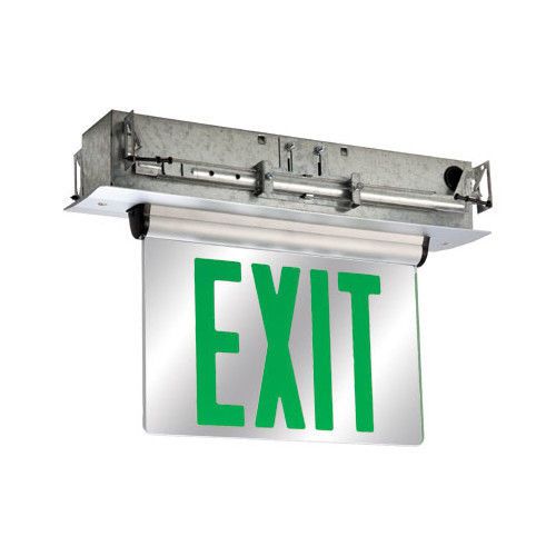 Barron Lighting Double Face Universal Mount Green LED Edge Lit Exit Sign